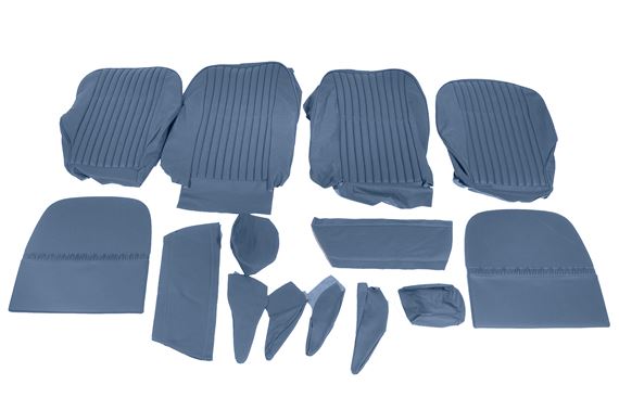 Triumph Stag Leather Faced Front Seat Cover Kit - Mk2 - Per Vehicle - Plain Flutes - Blue - RS1588SBLUE LF